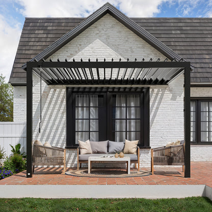12x10 Evanston Wall Mounted Louvered Pergola