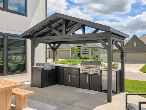 Lancaster | L-Shape Outdoor Kitchen with Built-In Grill & Griddle