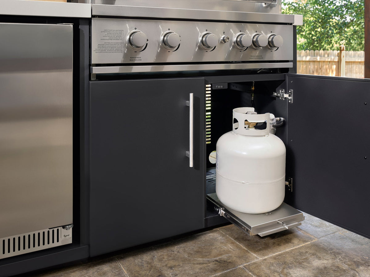 Emory | Corner Outdoor Kitchen Island with Built-In Grill & Griddle