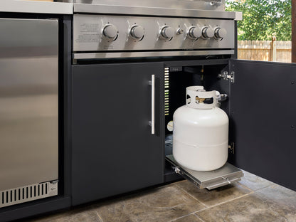 Emory | Corner Outdoor Kitchen Island with Bar Seating & Built-In Griddle – Right