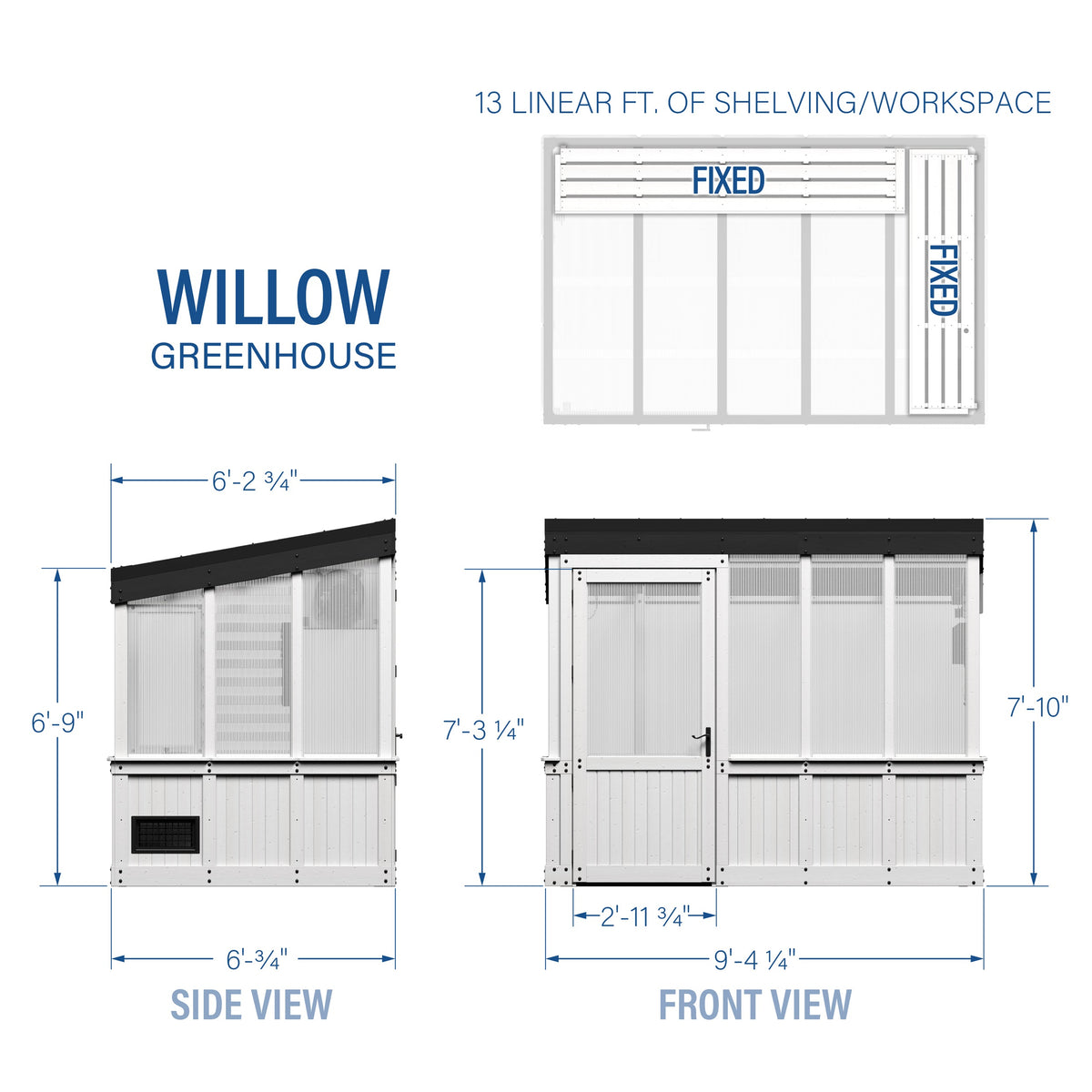 9x6 Willow Greenhouse - White