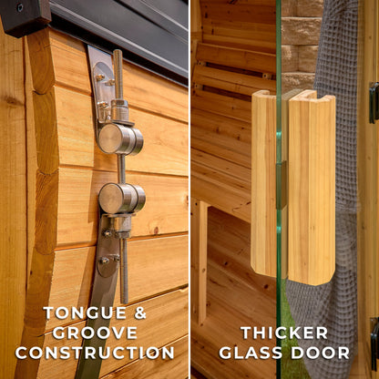 Paxton Outdoor Barrel Sauna with Porch – 4-6 Person