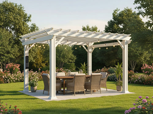 Stratford | 12x10 Steel Pergola – White